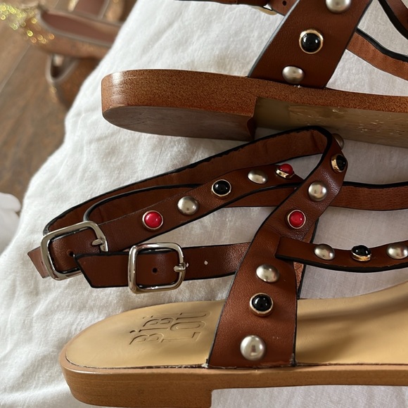 Anthropologie BWT Bibi Lou with multicolor studs Great Statement flat sandal ♥️ - Picture 12 of 12